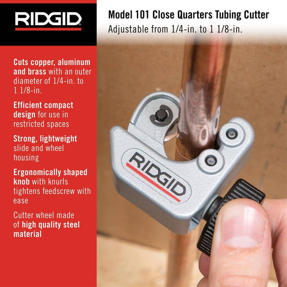 RIDGID #101 Close Quarters Tubing Cutter, 1/4 in. to 1-1/8 in. Capacity - Image 2