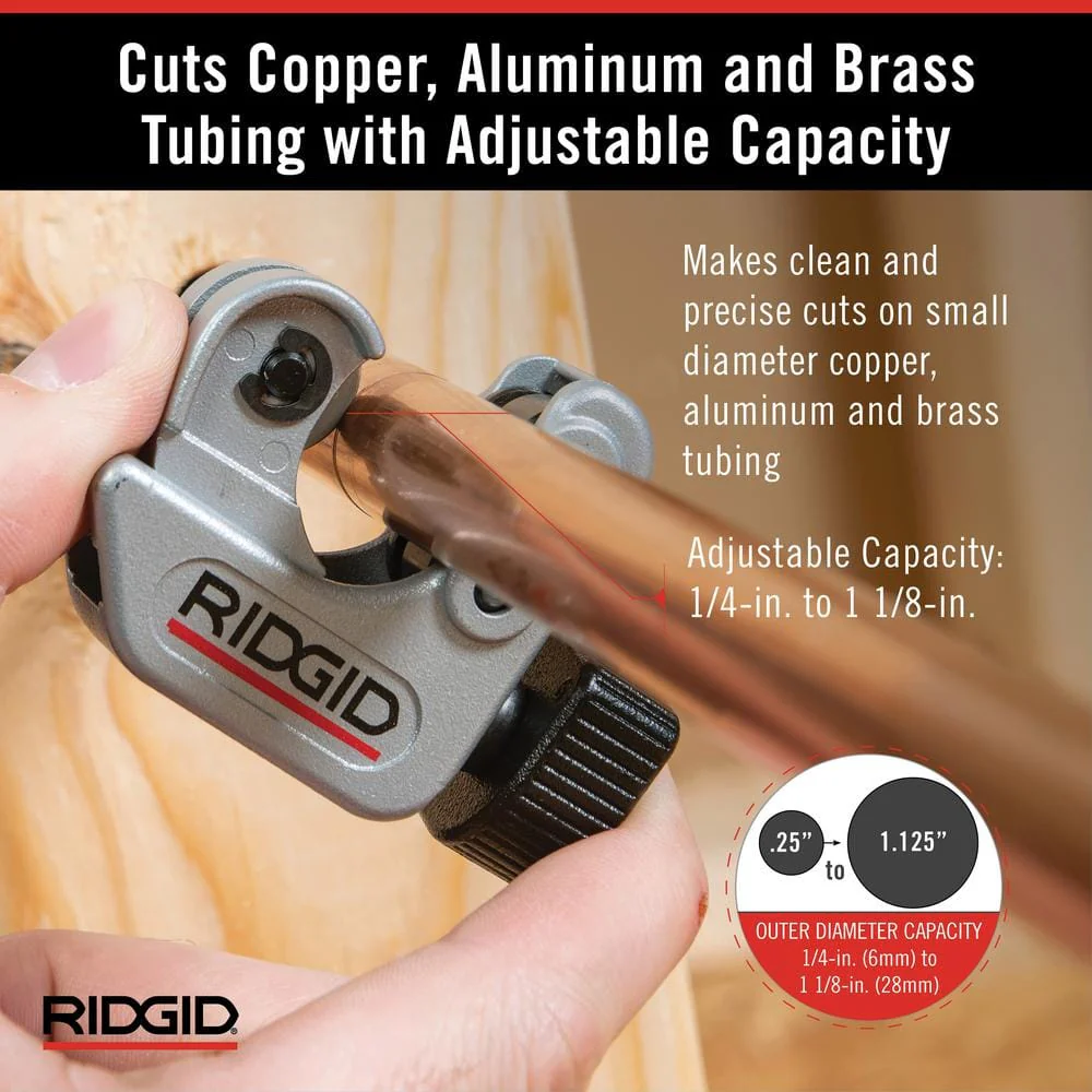 RIDGID #101 Close Quarters Tubing Cutter, 1/4 in. to 1-1/8 in. Capacity - Image 3
