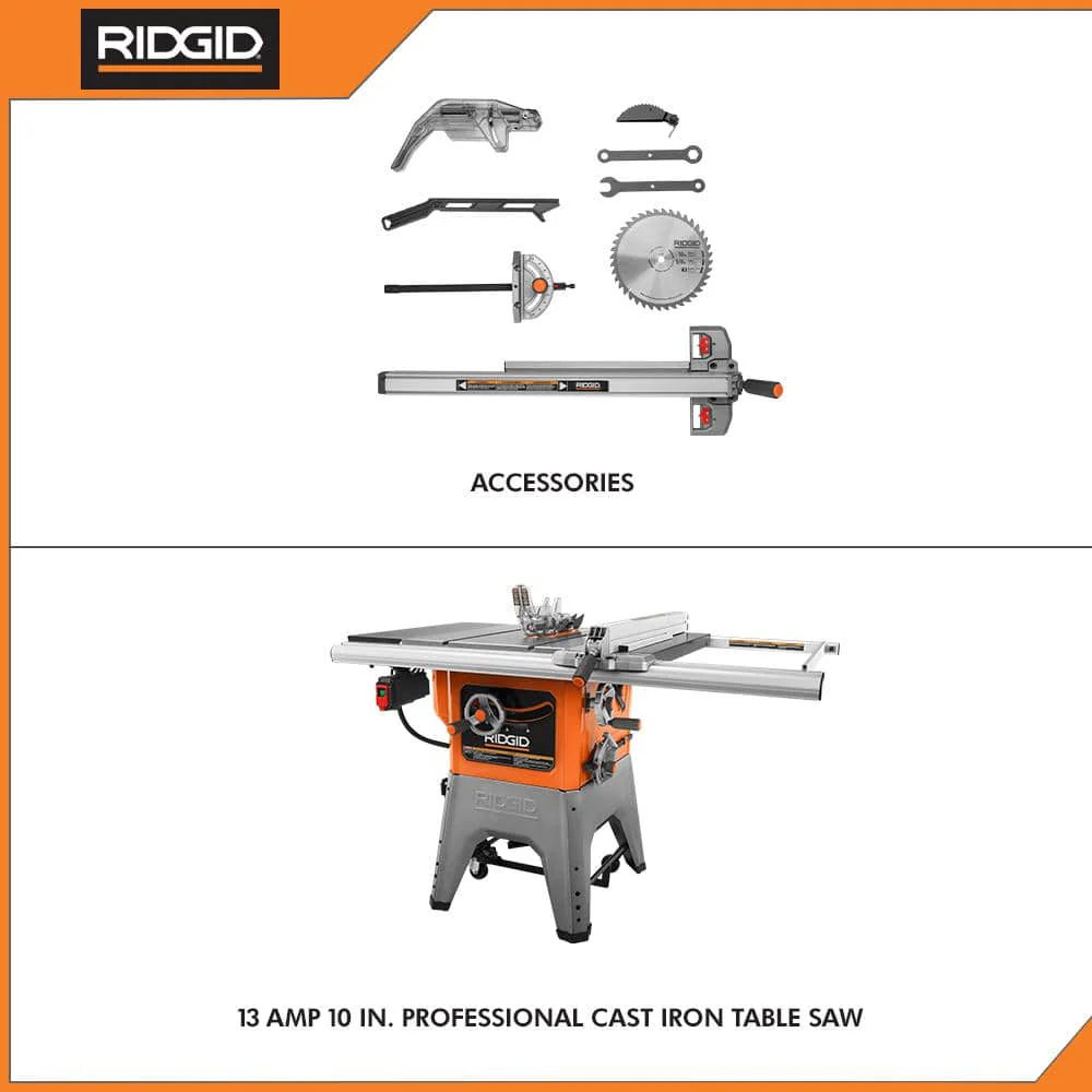RIDGID 13 Amp 10 in. Professional Cast Iron Table Saw (R4520) - Image 4