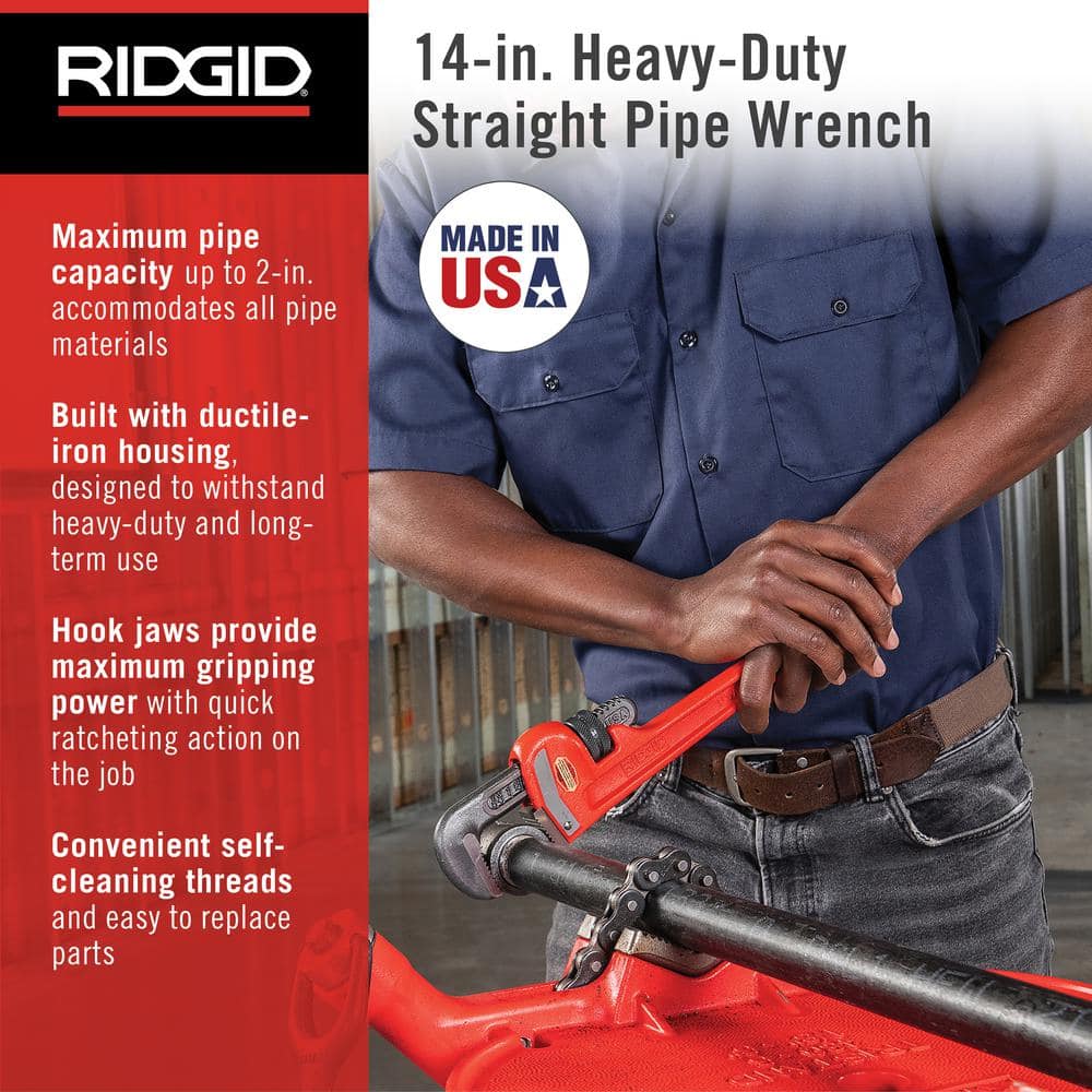 RIDGID 14 in. Heavy-Duty Straight Pipe Wrench - Image 2