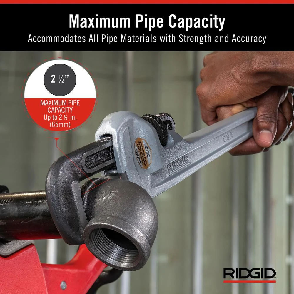 RIDGID 18 in. Aluminum Straight Pipe Wrench, 2-1/2 in. Capacity - Image 3