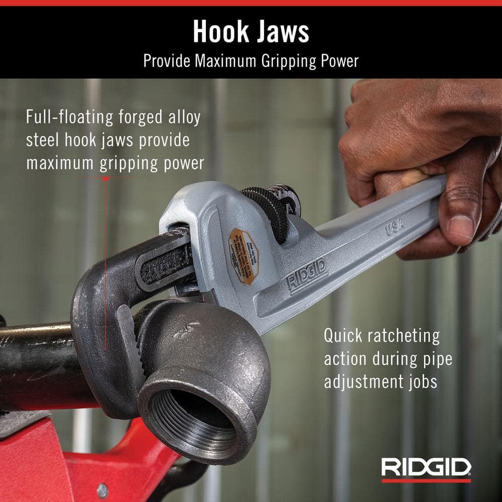 RIDGID 18 in. Aluminum Straight Pipe Wrench, 2-1/2 in. Capacity - Image 5
