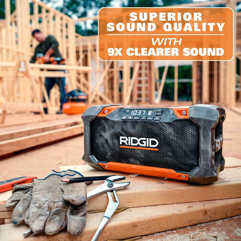 RIDGID 18-Volt Cordless Hybrid Jobsite Radio with Bluetooth Technology + 1.5Ah Lithium-Ion Battery - Image 4