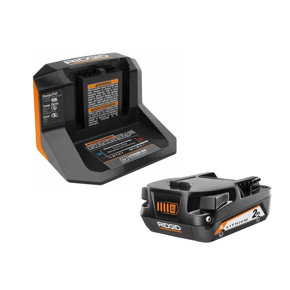 RIDGID 18-Volt Lithium-Ion 2.0 Ah Battery Pack and Charger Kit