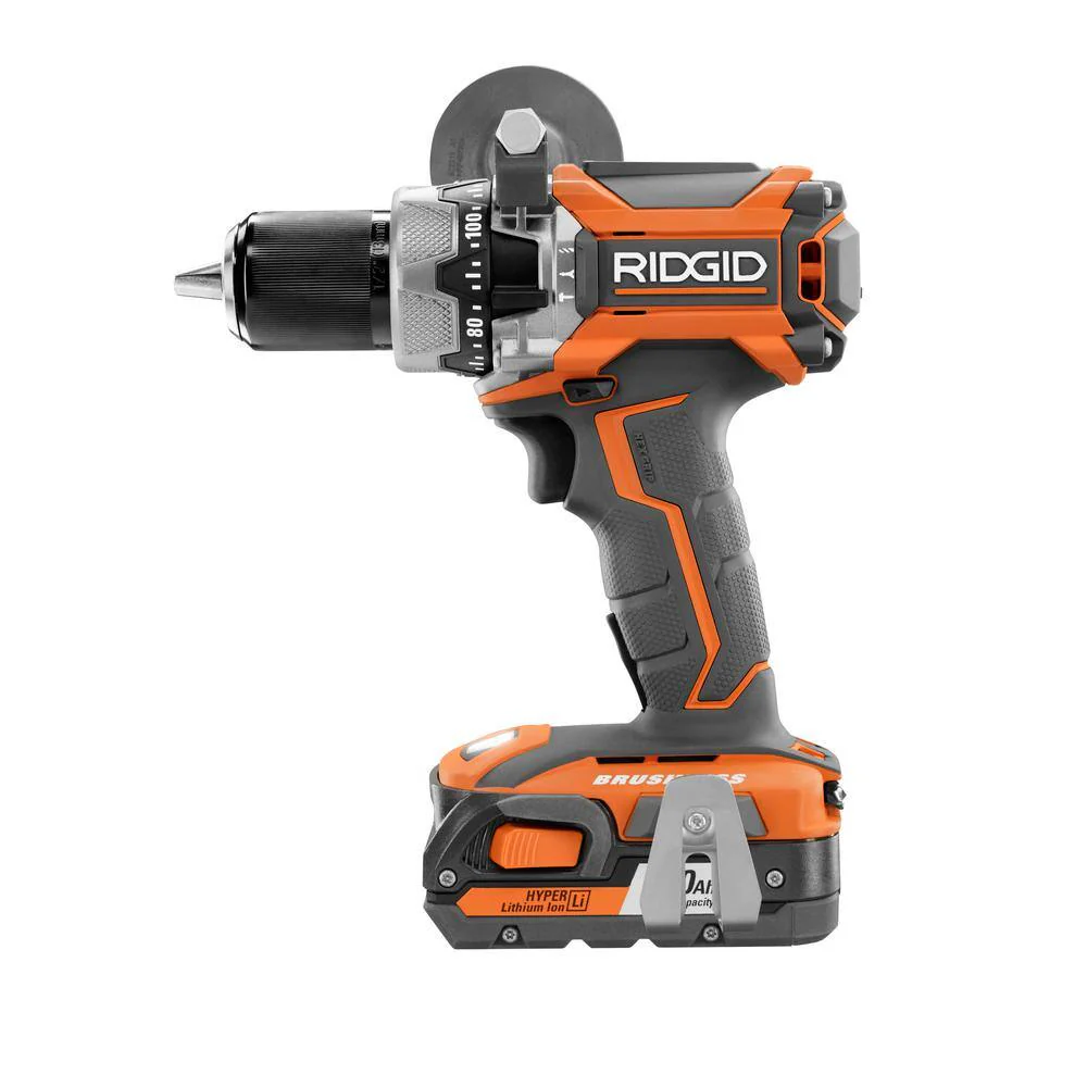 RIDGID 18-Volt Lithium-Ion Cordless Brushless 1/2 in. Compact Hammer Drill Kit with (2) 2.0 Ah Batteries, Charger and Bag - Image 3