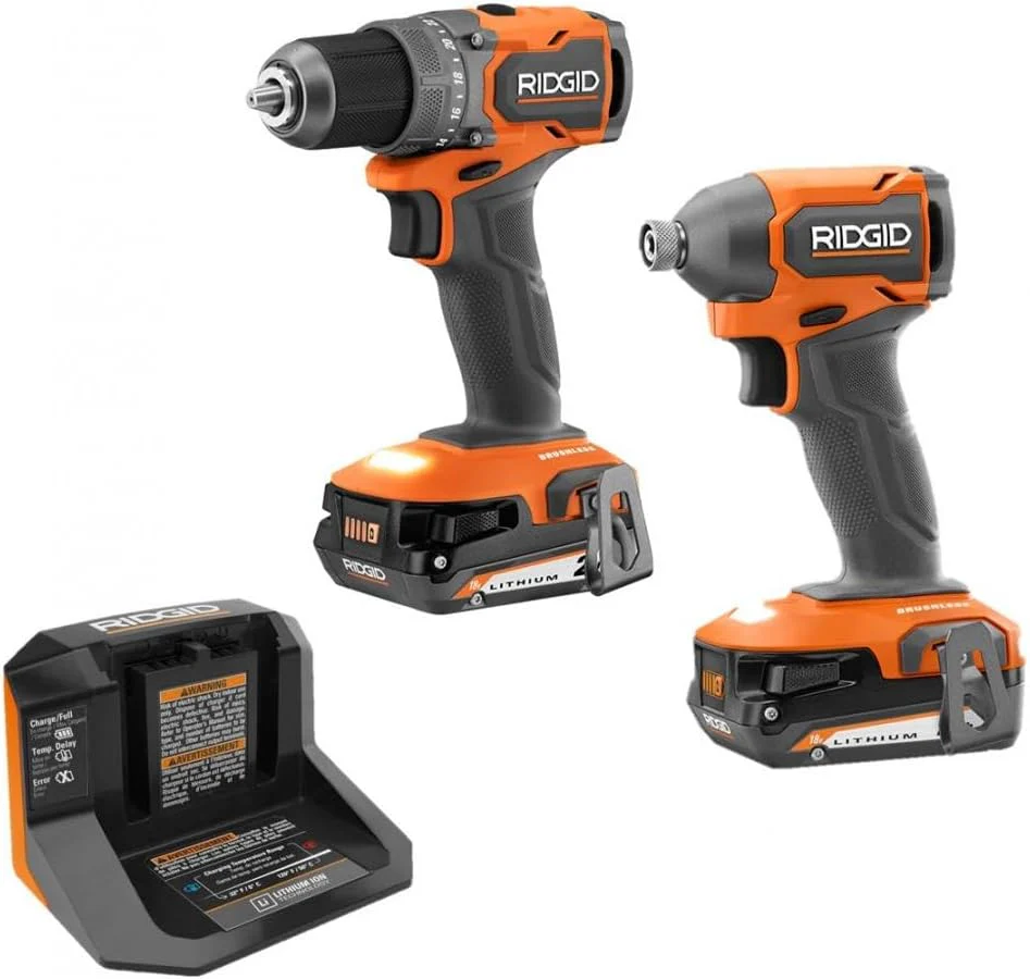 RIDGID 18-Volt SubCompact Brushless 2-Tool Combo Kit with (2) 2.0 Ah Batteries, Charger, Bag + Free 3 in. Multi-Material Saw