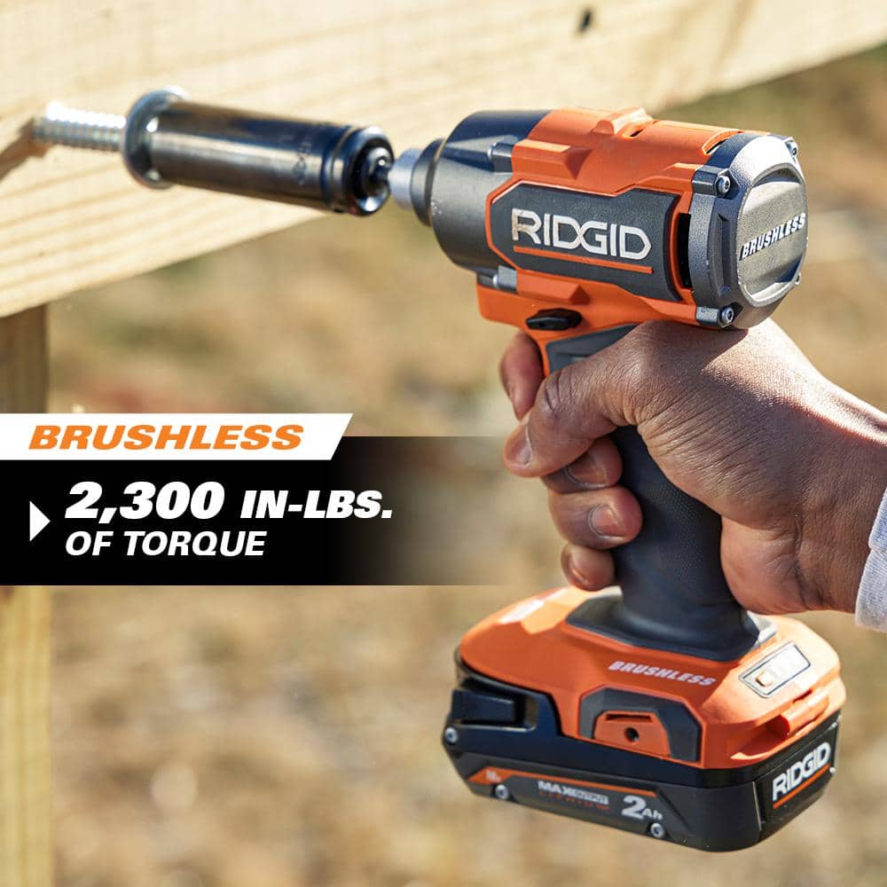 RIDGID 18V Brushless 4-Tool Combo Kit with 1/2 in. Hammer Drill, 3-Speed Impact Driver, Reciprocating Saw, Multi-Tool, (1) 2.0Ah & (1) 4.0Ah MAX Output Batteries, Charger and Bag - Image 8