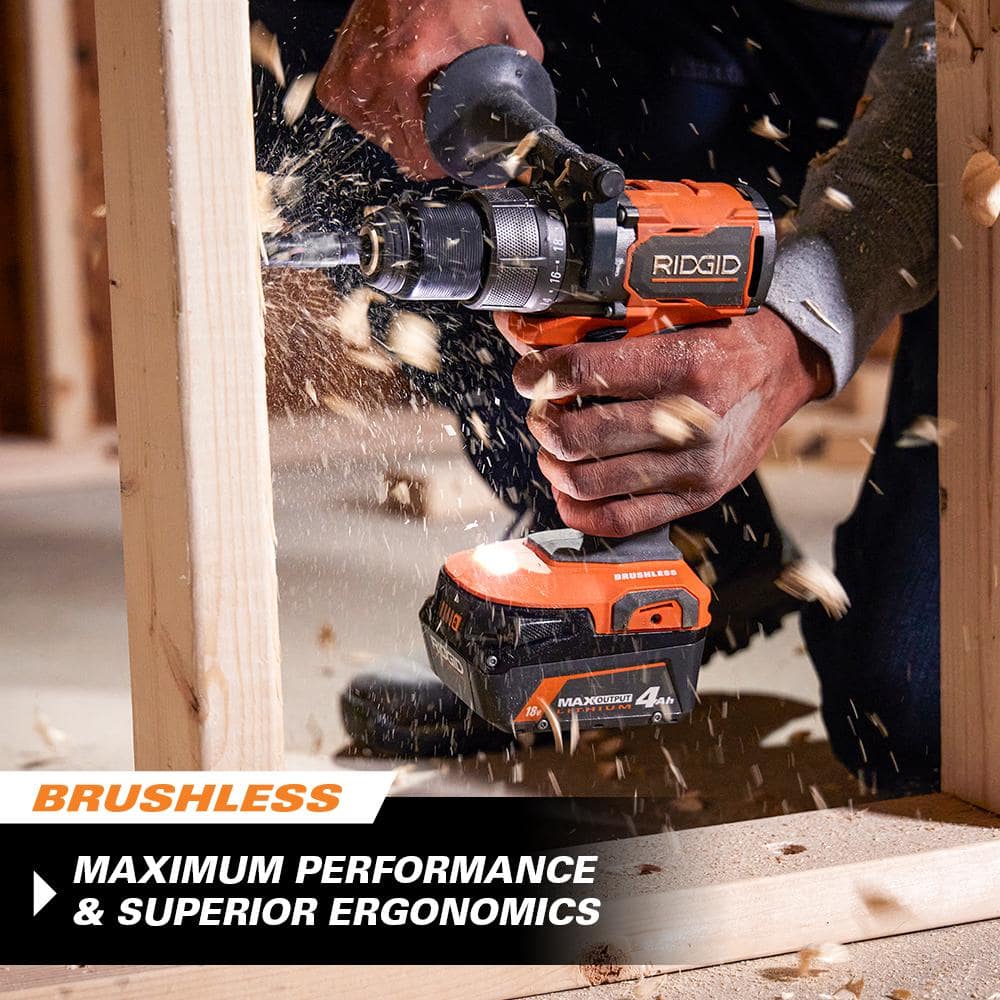RIDGID 18V Brushless Cordless 3‑Tool Combo Kit with Hammer Drill, Impact Driver, Digital Inflator, (2) Batteries, Charger & Bag - Image 6