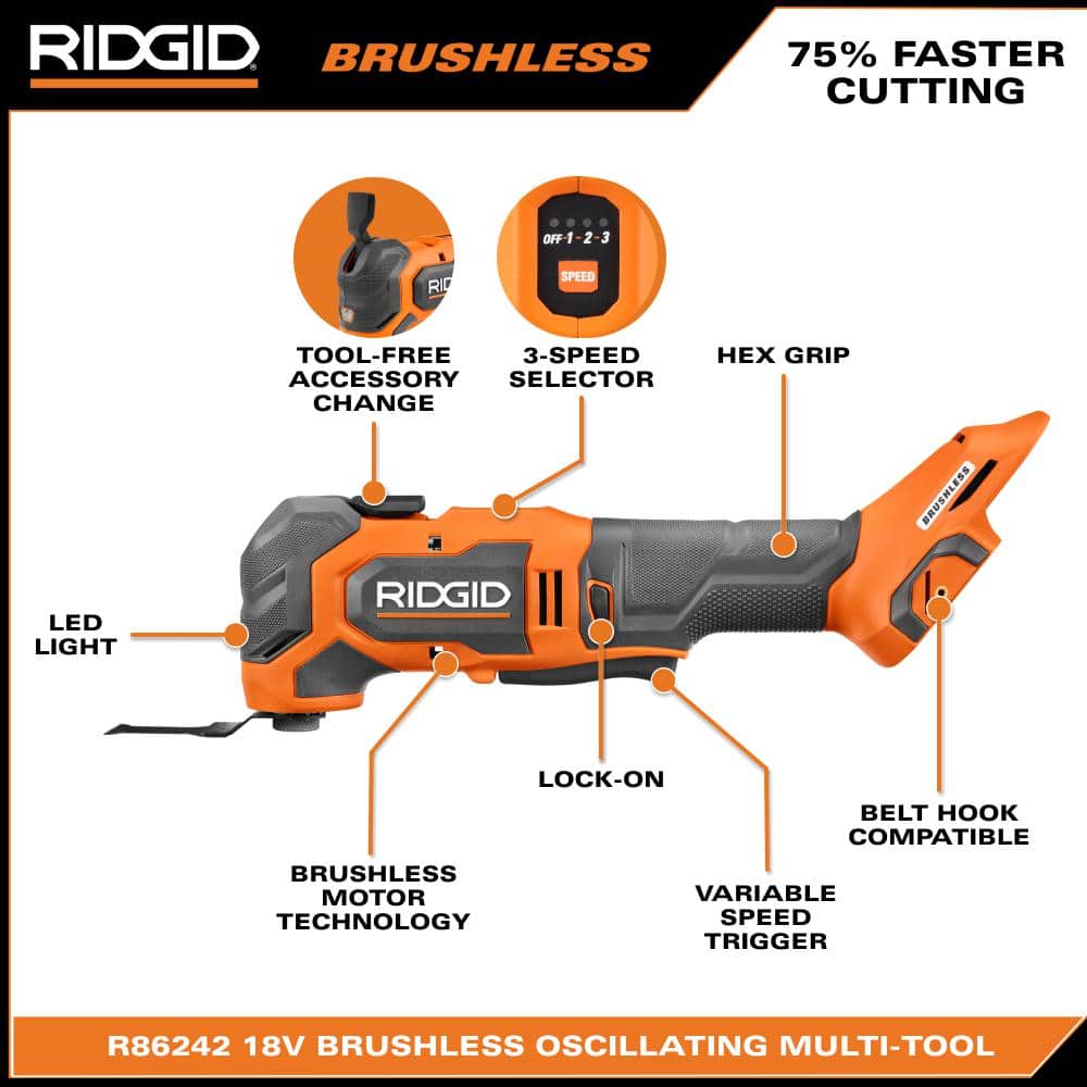 RIDGID 18V Brushless Cordless Multi-Tool (Tool Only) - Image 3