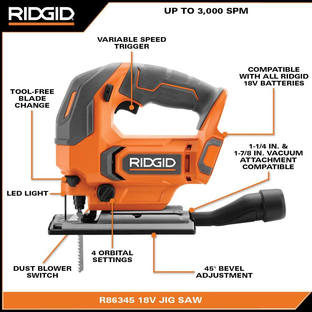 RIDGID 18V Cordless Jig Saw Console (Tool Only) - Image 3