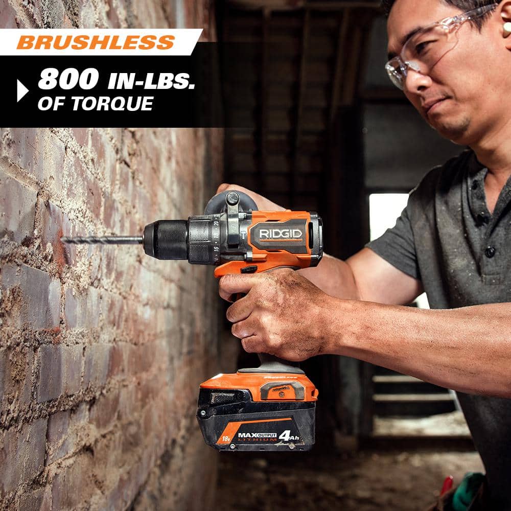 RIDGID 18V Lithium-Ion Brushless 4-Tool Combo Kit with (1) 2.0Ah & (1) 4.0Ah Batteries, Charger, Bag + Free OCTANE Multi-Tool - Image 7