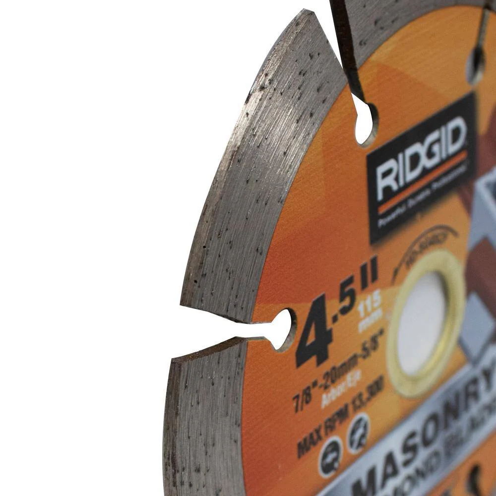 RIDGID 4-1/2 in. Segmented Diamond Blade, 7/8 in. Arbor with 5/8 in. & 20 mm Adapters - Image 3