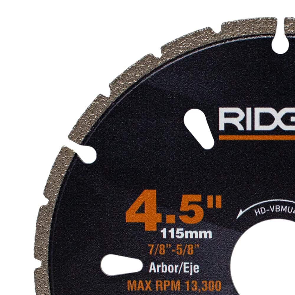 RIDGID 4.5 in. Diamond Multi-Cutting Blade, Segmented Rim, 7/8 in. & 5/8 in.-11 Arbor - Image 3
