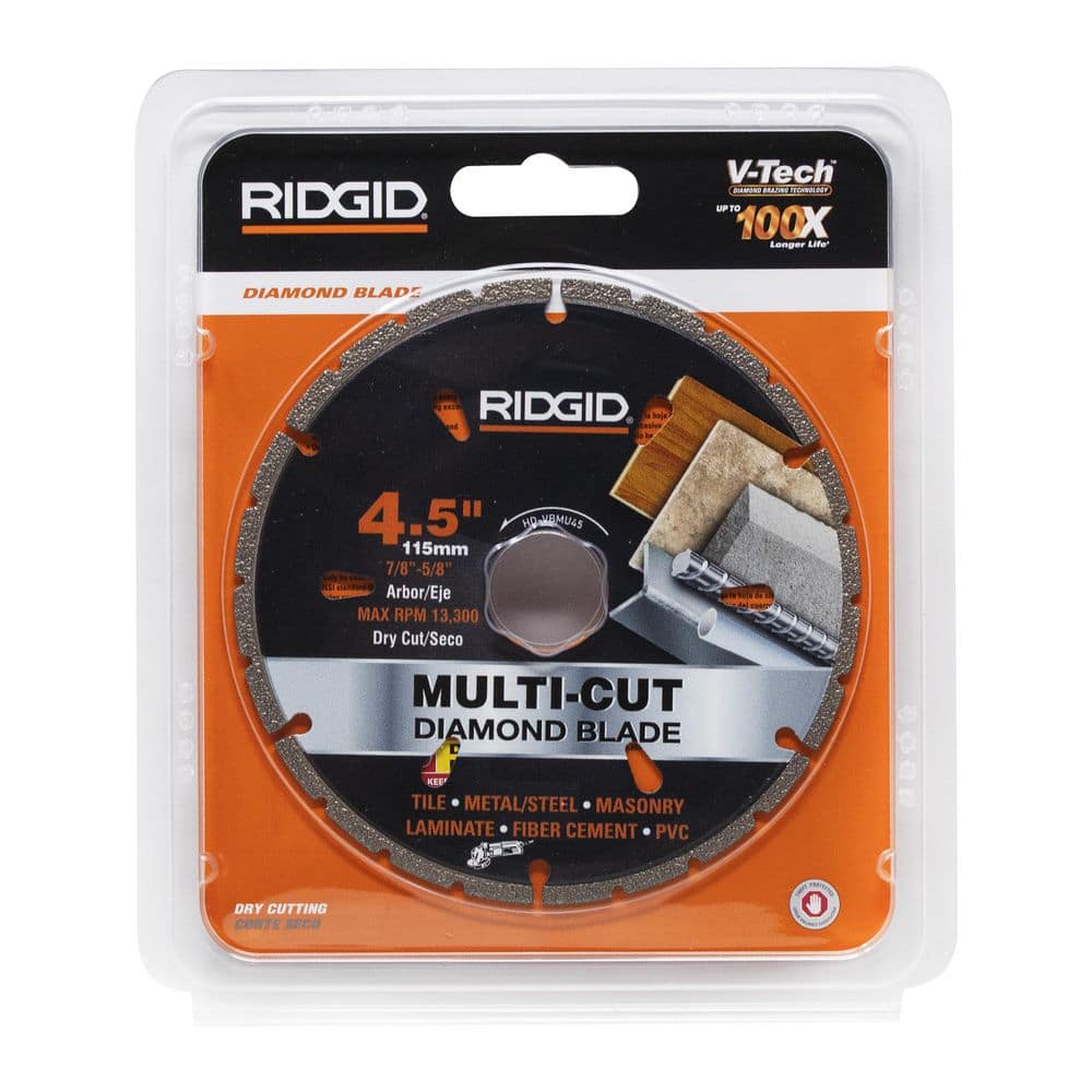RIDGID 4.5 in. Diamond Multi-Cutting Blade, Segmented Rim, 7/8 in. & 5/8 in.-11 Arbor - Image 4