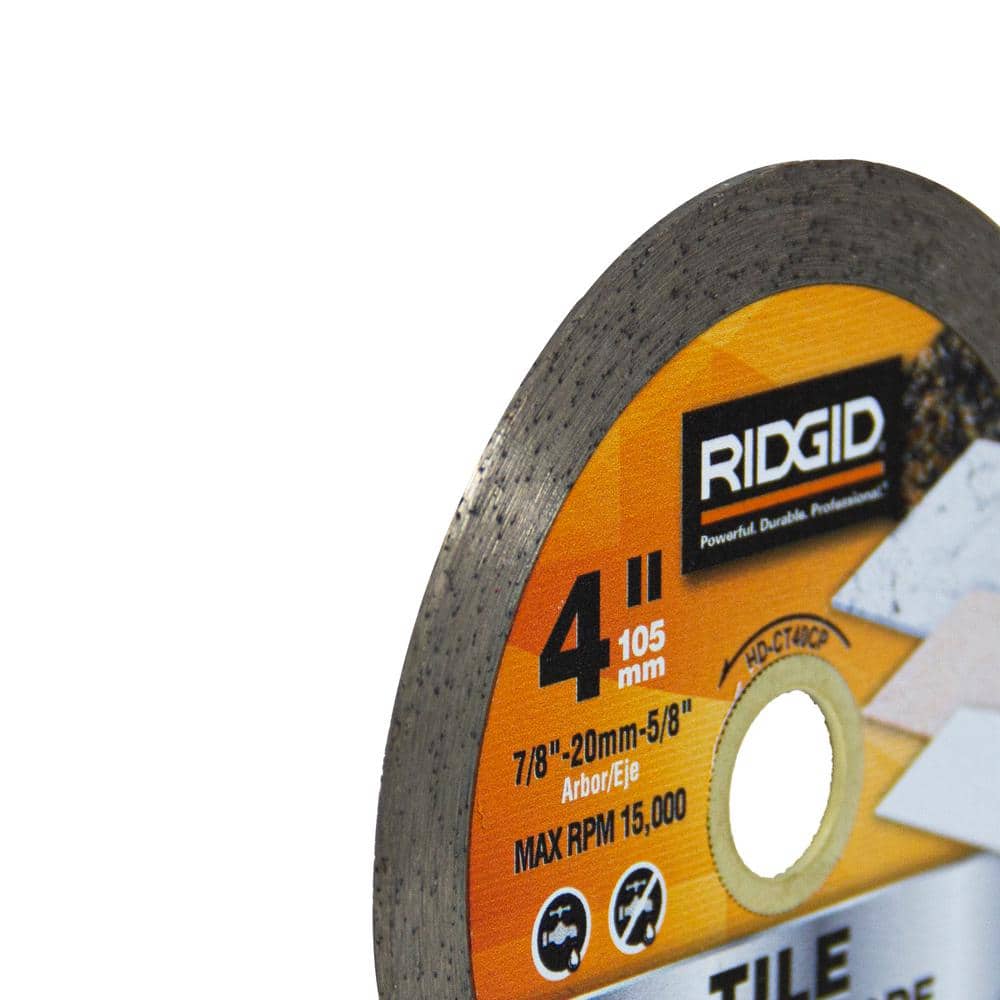 RIDGID 4 in. Continuous Diamond Blade, 7/8 in. Arbor with 5/8 in. & 20 mm Adapters, Max 15,000 RPM - Image 2