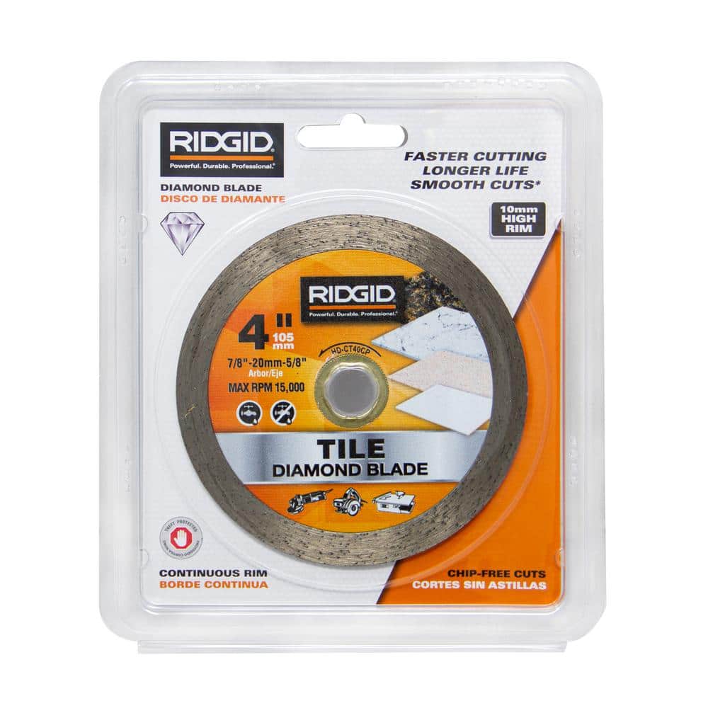 RIDGID 4 in. Continuous Diamond Blade, 7/8 in. Arbor with 5/8 in. & 20 mm Adapters, Max 15,000 RPM - Image 4