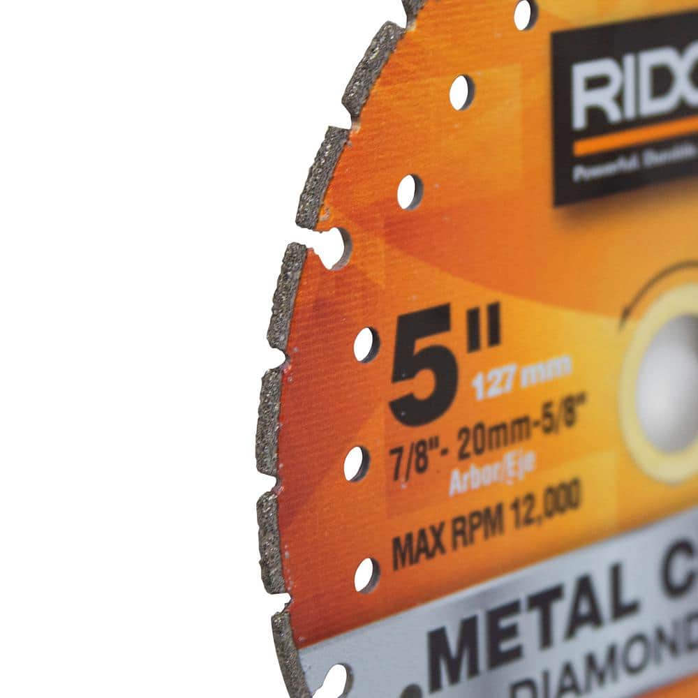 RIDGID 5 in. Metal Cutting Diamond Blade (Segmented Rim, Max 12,000 RPM) - Image 3