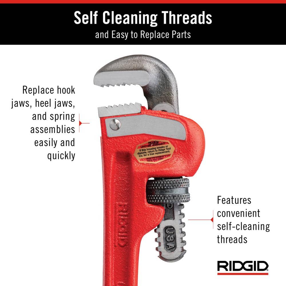 RIDGID 6 in. Heavy-Duty Straight Pipe Wrench, 3/4 in. Capacity - Image 6