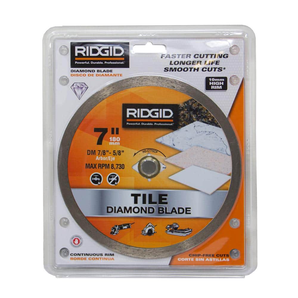 RIDGID 7 in. Continuous Rim Diamond Tile Blade, DM 7/8 in.–5/8 in. Arbor, Max 8,730 RPM - Image 4
