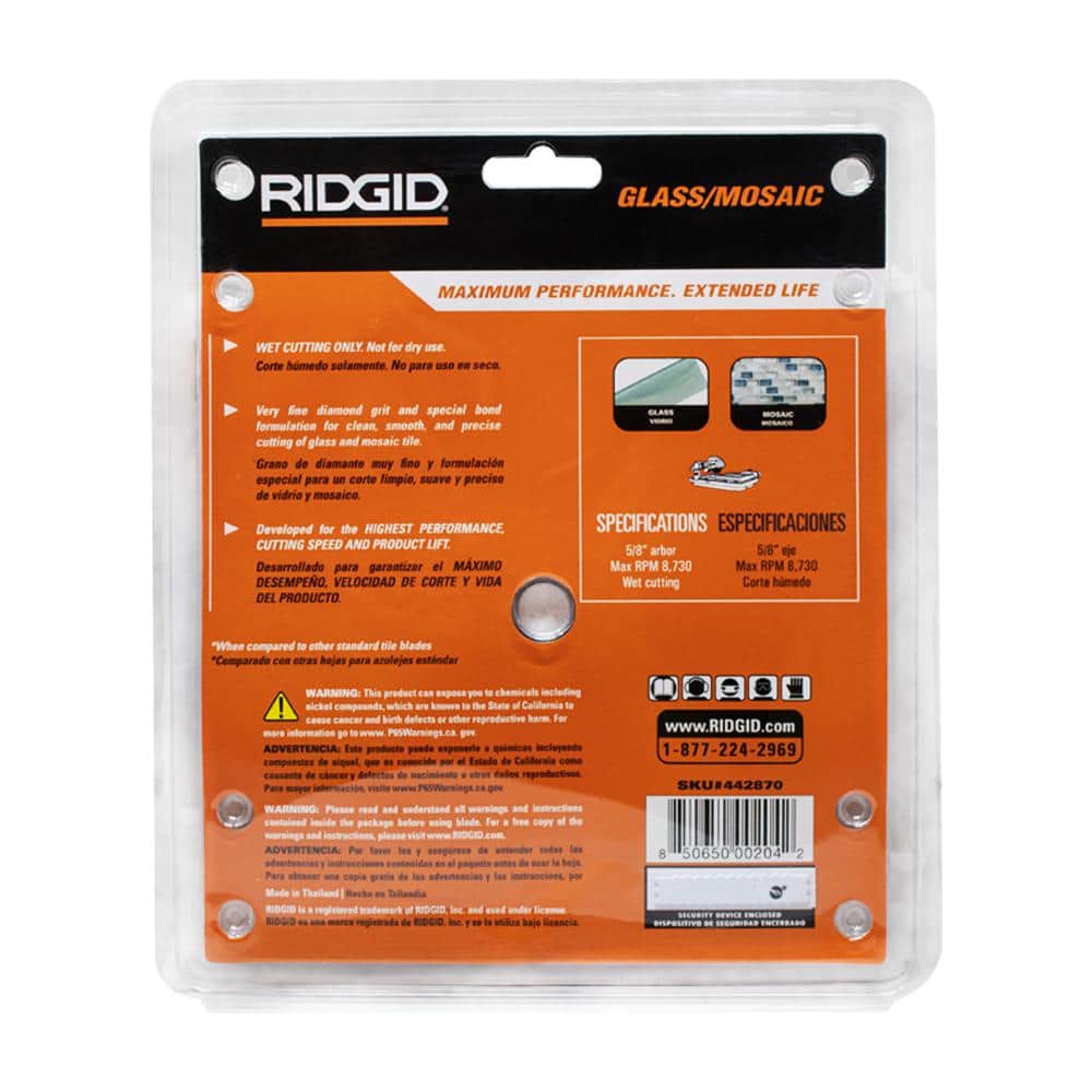 RIDGID 7 in. Glass Mosaic Tile Diamond Blade, 5/8 in. Arbor - Image 4