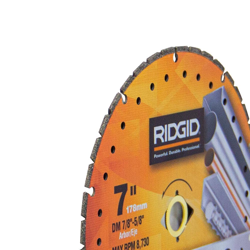 RIDGID 7 in. Metal Cutting Diamond Blade, 7/8 in.–5/8 in. Arbor, Max 8,730 RPM - Image 3