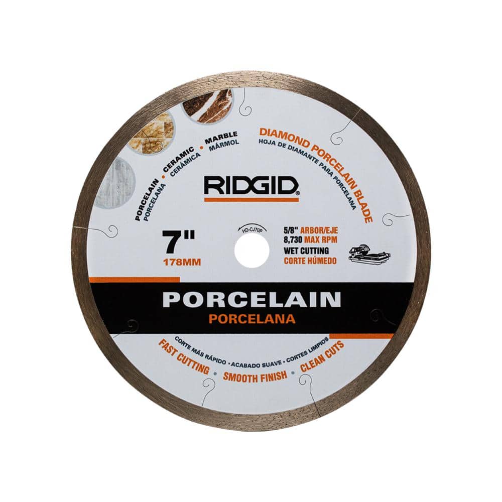 RIDGID 7 in. Premium Tile Diamond Blade, 5/8 in. Arbor, Continuous Rim