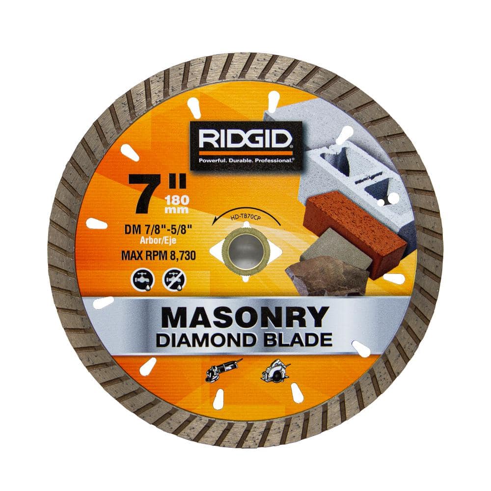 RIDGID 7 in. Turbo Diamond Blade, DM 7/8 in.–5/8 in. Arbor, MAX 8,730 RPM