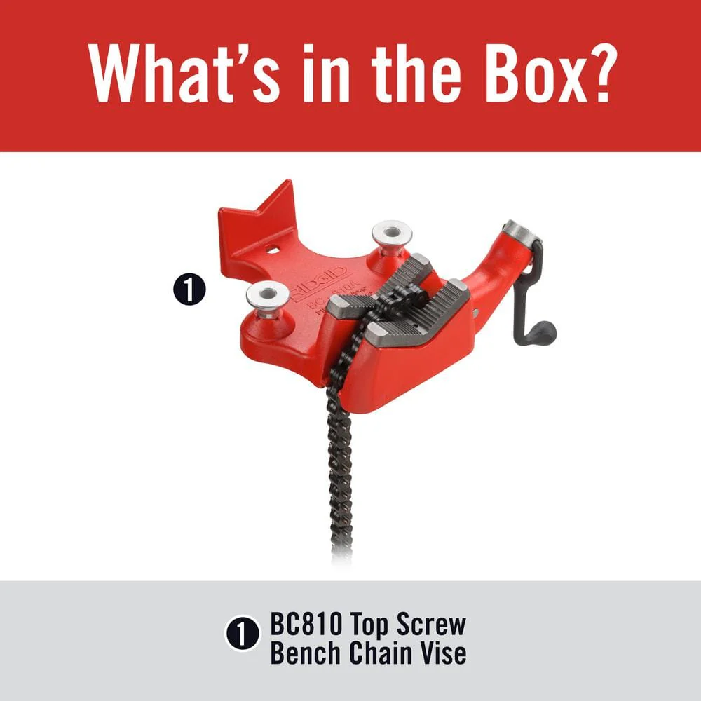 RIDGID BC810A Top-Screw Bench Chain Vise, 1/2 in. to 8 in. Pipe Capacity - Image 2