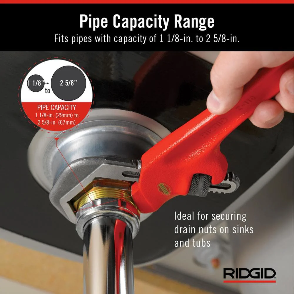 RIDGID E-110 Offset Hex Jaw Pipe Wrench, 9-1/2 in. Length, 1-1/8 in. to 2-5/8 in. Capacity - Image 3