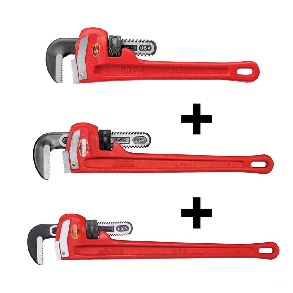 RIDGID Heavy-Duty Straight Pipe Wrench 3-Piece Bundle (10 in., 18 in., 24 in.)