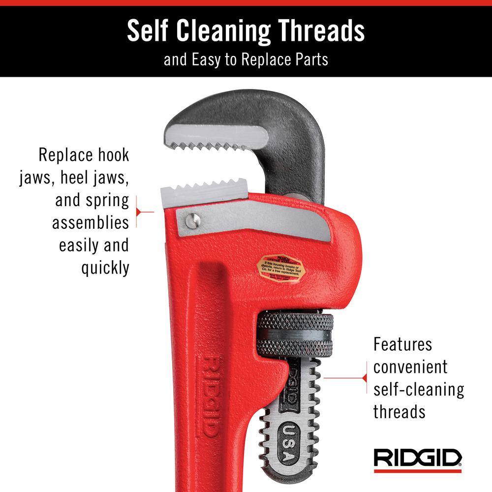 RIDGID Heavy-Duty Straight Pipe Wrench 3-Piece Bundle (10 in., 18 in., 24 in.) - Image 3