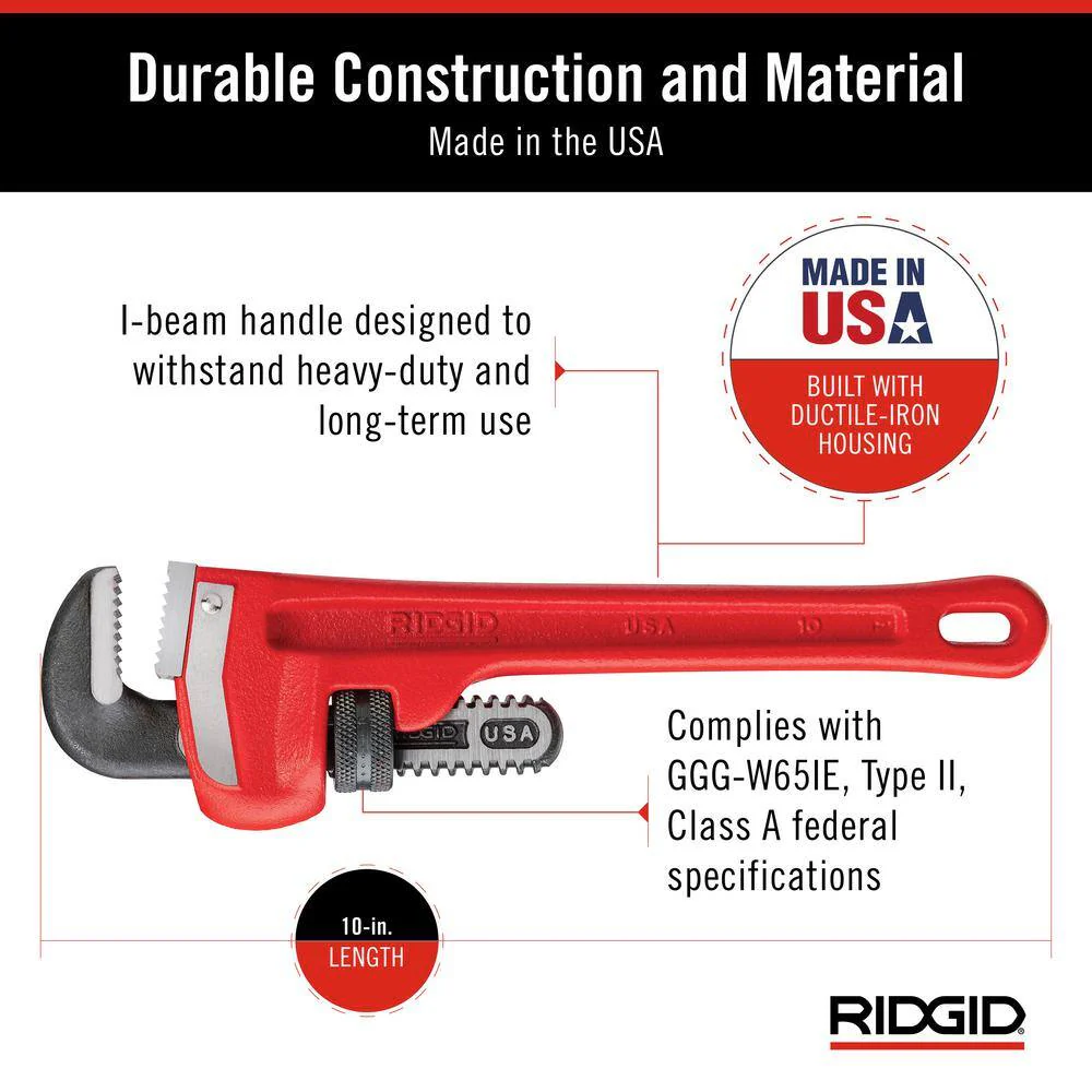 RIDGID Heavy-Duty Straight Pipe Wrench 3-Piece Bundle (10 in., 18 in., 24 in.) - Image 6