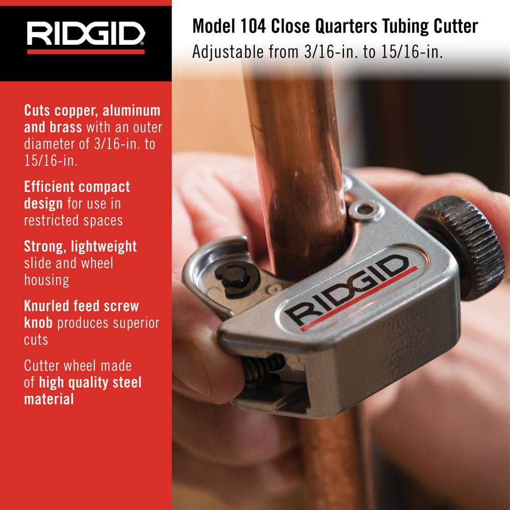 RIDGID Model 104 Close Quarters Tubing Cutter, 3/16 in. to 15/16 in. Capacity - Image 2