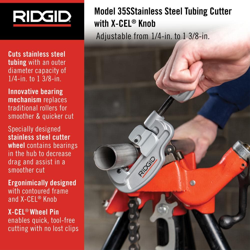 RIDGID Model 35S Stainless Steel Tubing Cutter, 1/4 in. to 1-3/8 in. Capacity - Image 2