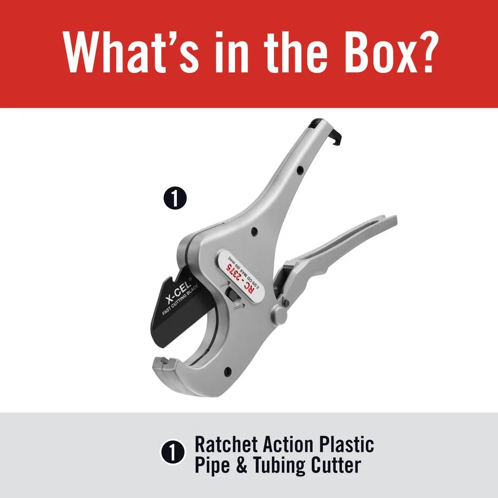 RIDGID RC-2375 Ratchet Action Plastic Pipe & Tubing Cutter, 1/8 in. to 2-3/8 in. OD - Image 2