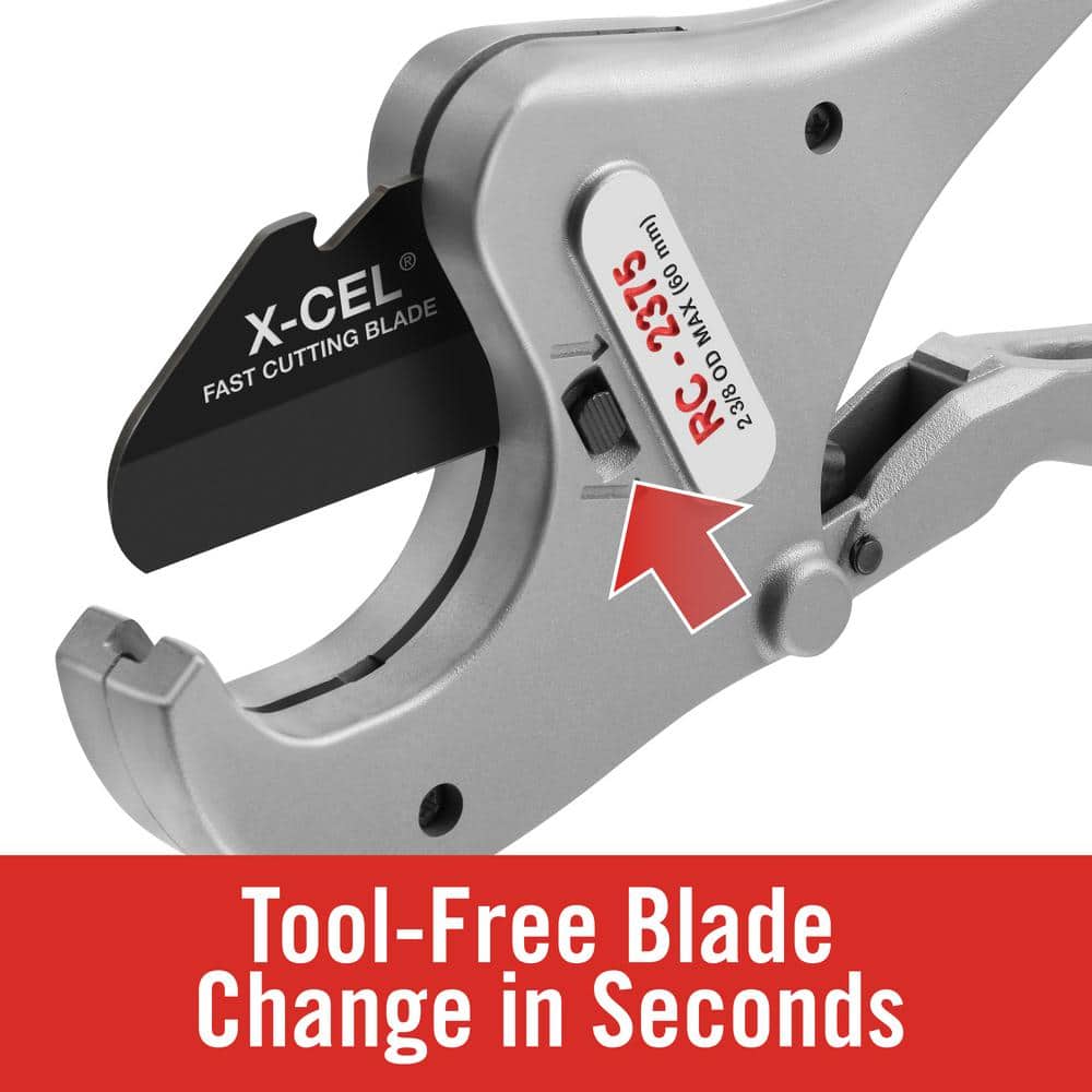 RIDGID RC-2375 Ratchet Action Plastic Pipe & Tubing Cutter, 1/8 in. to 2-3/8 in. OD - Image 8