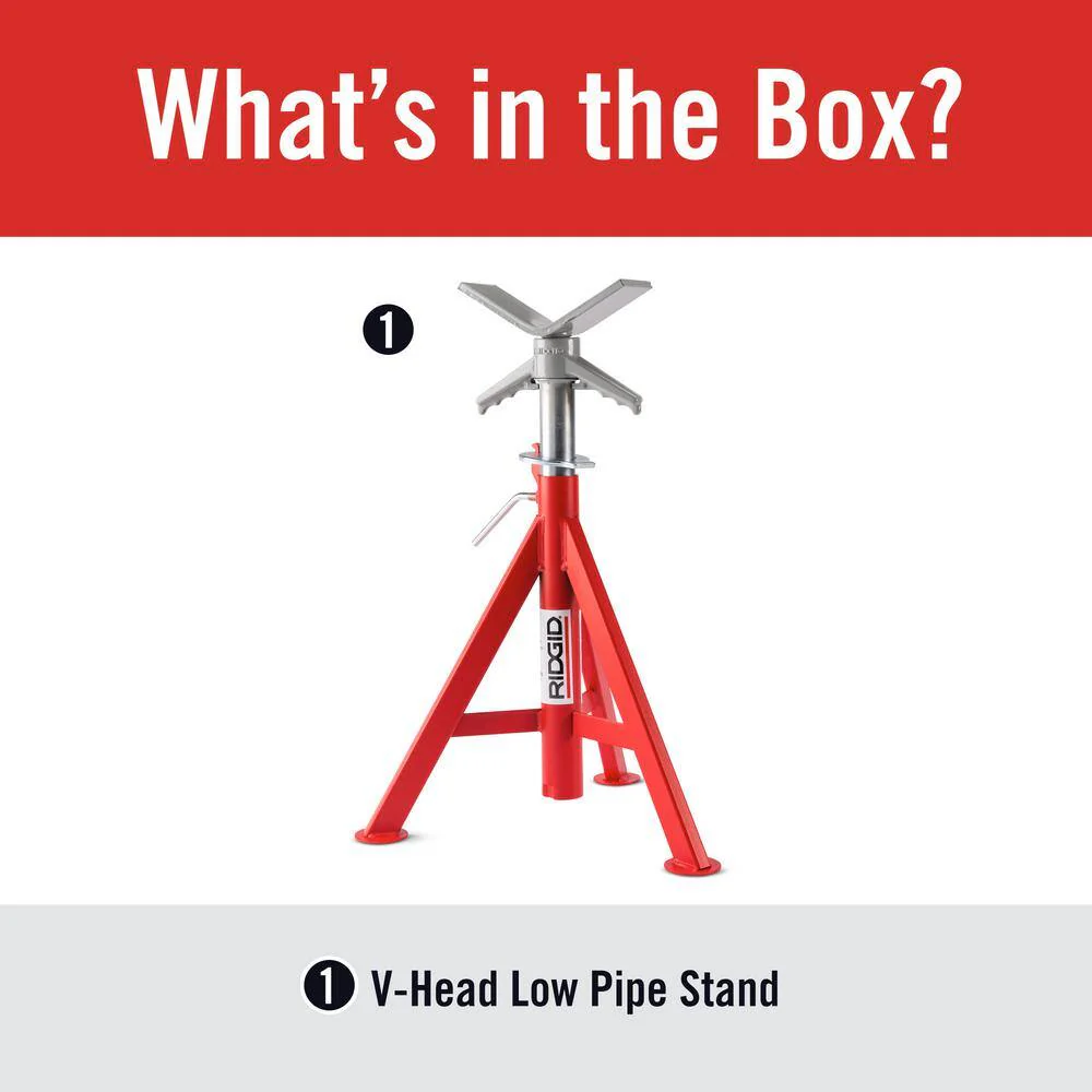 RIDGID VJ-98 V-Head Low Pipe Stand, 20 in. to 38 in. Adjustable Height, 12 in. Pipe Capacity - Image 2