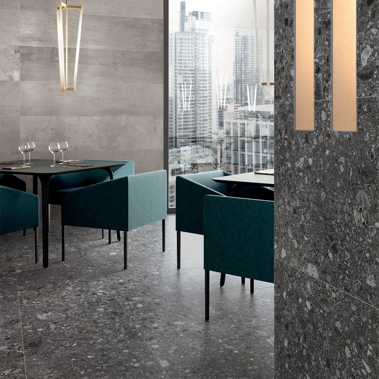 Rizo Antracite Dark Gray 24x24 Terrazzo Look Semi-Polished Porcelain Tile - Image 2