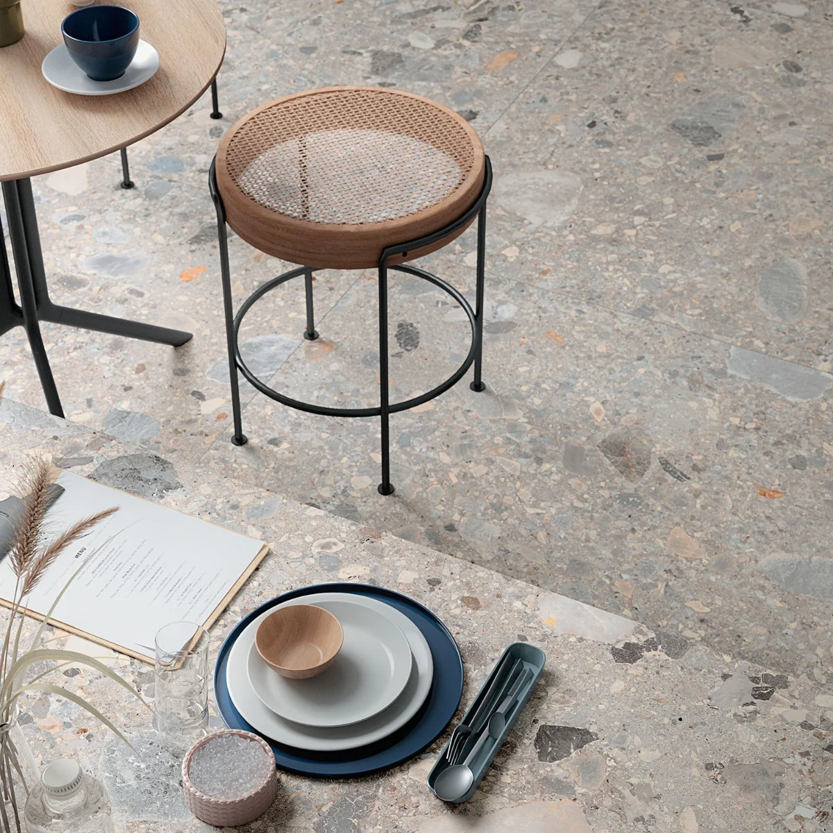 Rizo Earth Gray 24x48 Terrazzo Look Matte Porcelain Tile - Image 2