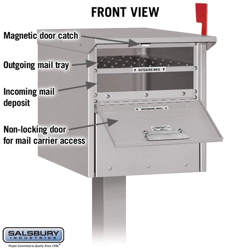 Roadside Mailbox - Silver with Secure Locking Doors and USPS Approval - Image 2