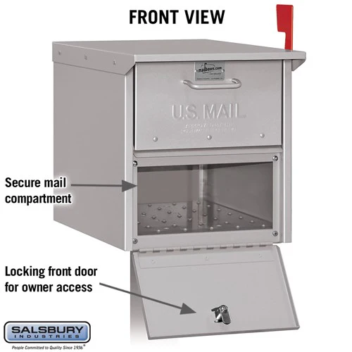 Roadside Mailbox - Silver with Secure Locking Doors and USPS Approval - Image 3