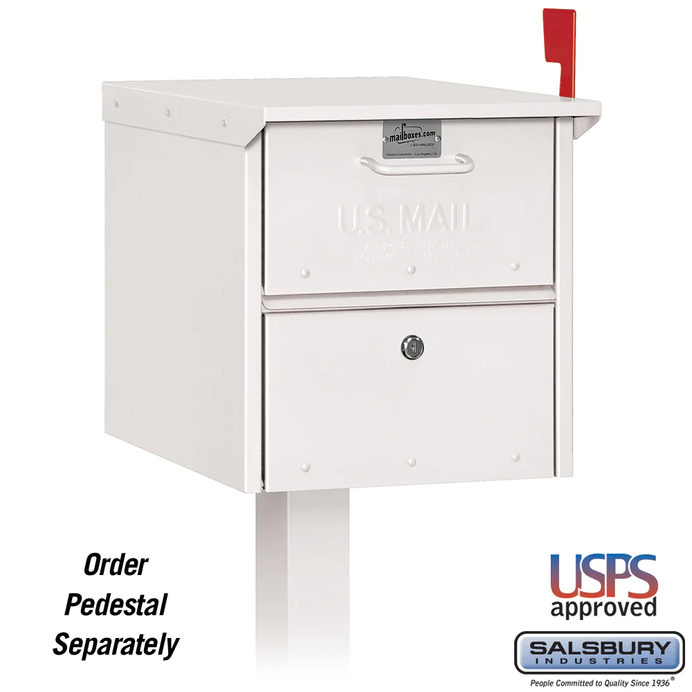 Roadside Mailbox with Secure Locking Doors - White
