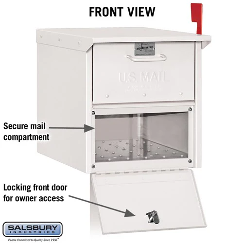 Roadside Mailbox with Secure Locking Doors - White - Image 3