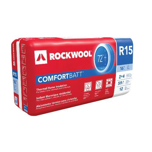 ROCKWOOL Comfortbatt R-15 Unfaced Mineral Wool Batt Insulation, 3-1/2 in x 23 in x 47 in (60.06 sq ft) - Image 2