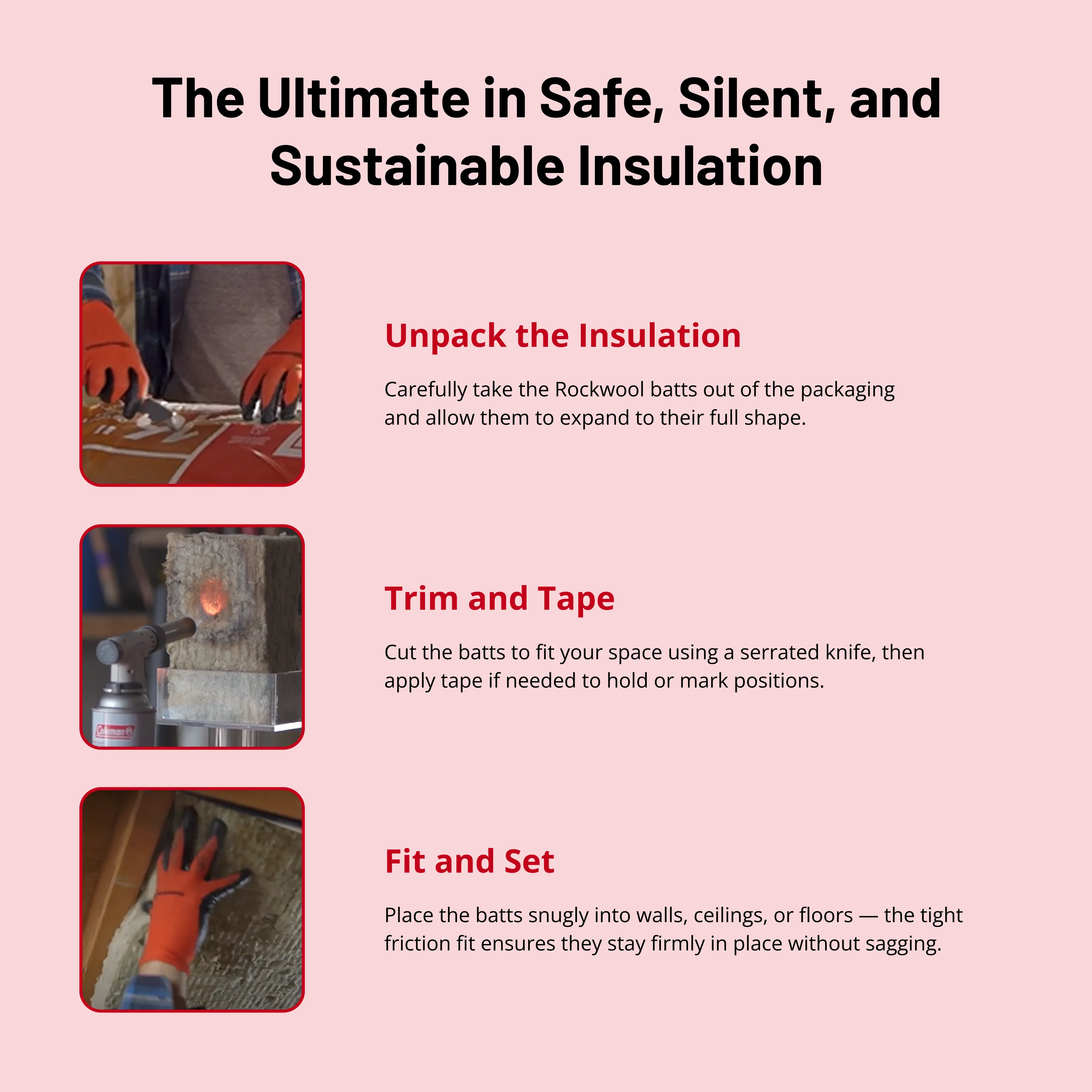 ROCKWOOL Safe'n'Sound Unfaced Mineral Wool Batt Insulation 15-1/4 in x 47 in x 6 in (29.8 sq ft) - Image 3