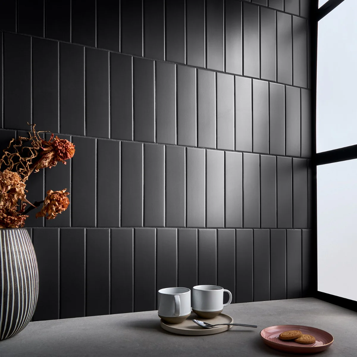 Roller Black 3x11 Matte Porcelain Subway Tile - Lux Tile - Image 2