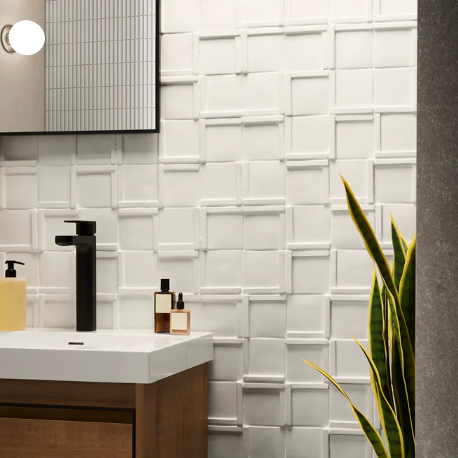 Roller Cross White 4x4 Handmade Matte Ceramic Tile - Lux Tile - Image 2