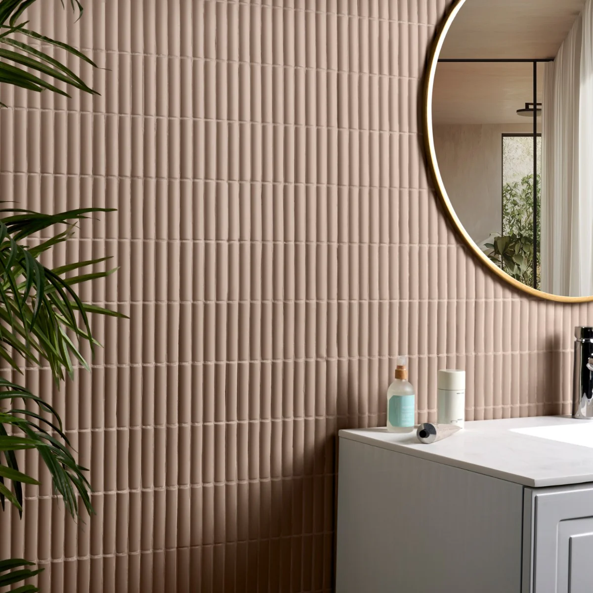 Roller Ribbed Taupe 4x12 3D Matte Ceramic Tile - Lux Tile