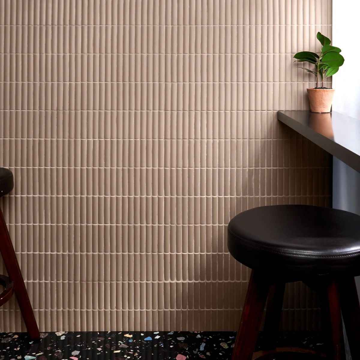 Roller Ribbed Taupe 4x12 3D Matte Ceramic Tile - Lux Tile - Image 2
