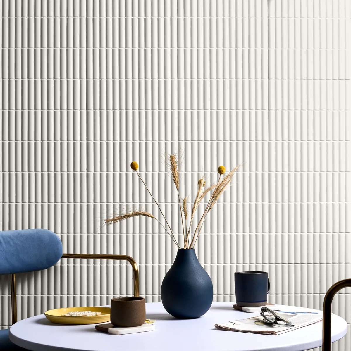 Roller Ribbed White 4x12 3D Matte Ceramic Tile - Tilebar - Image 2